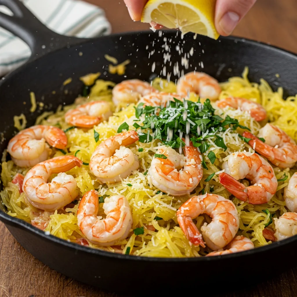 Add the Spinach: Roast the Spaghetti Squash: Spaghetti Squash with Shrimp Recipe